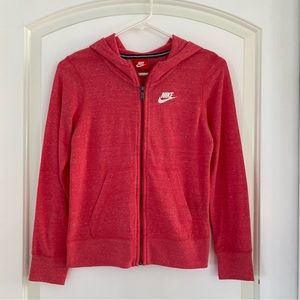 Nike Sportswear Gym Vintage Full Zip Long Sleeves Red Pink Jacket Girl's Size L